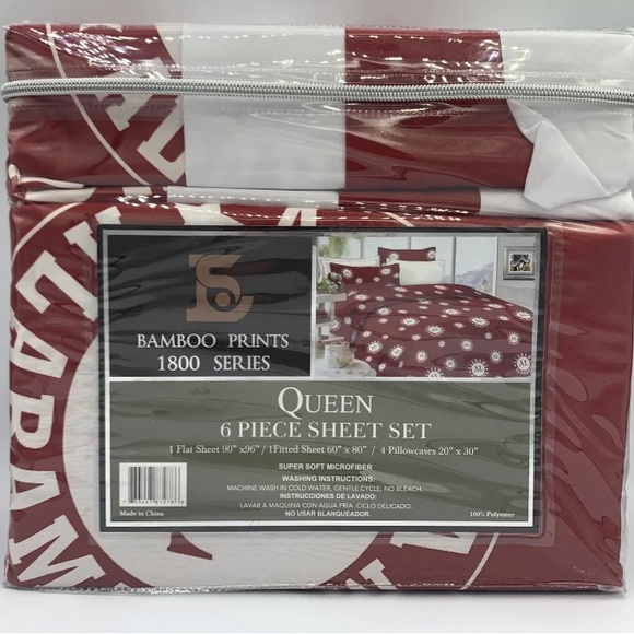 New 6pc Alabama Queen Bamboo Sheet Set Deep Pocket - Picture 2 of 2